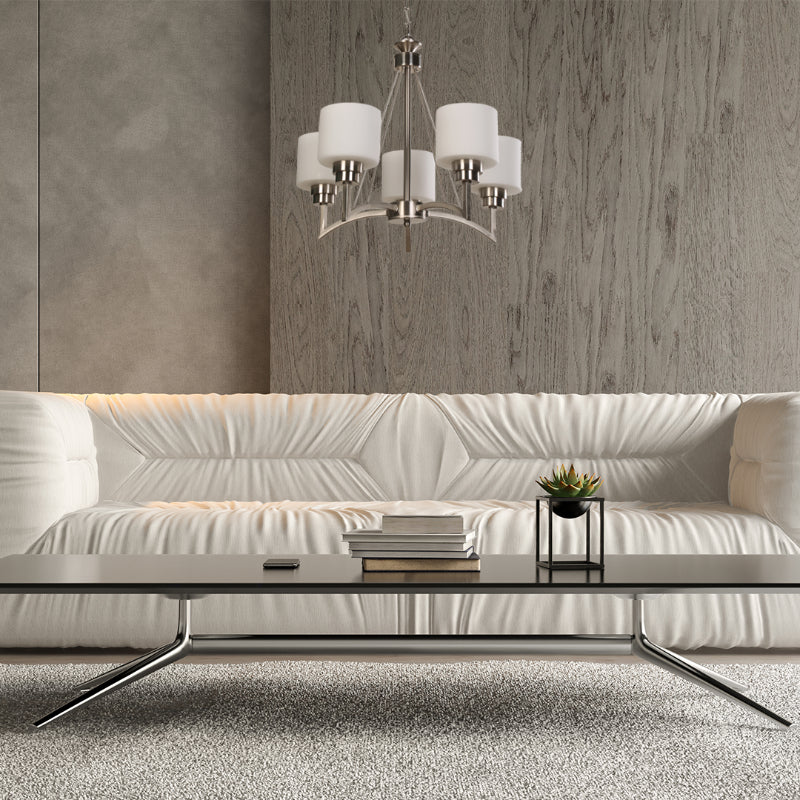 LAMP. COLGANTE NÍQUEL SATINADO 5L E27 60W