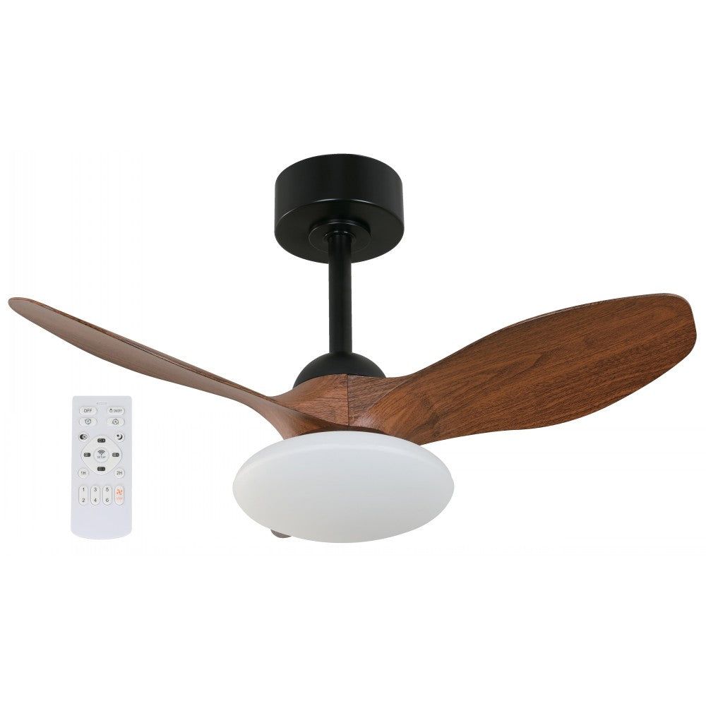 VENTILADOR LED DE TECHO ACAB. MADERA 32" DC 20W 3000/4000/6500K DIM. CCT CONTROL REMOTO