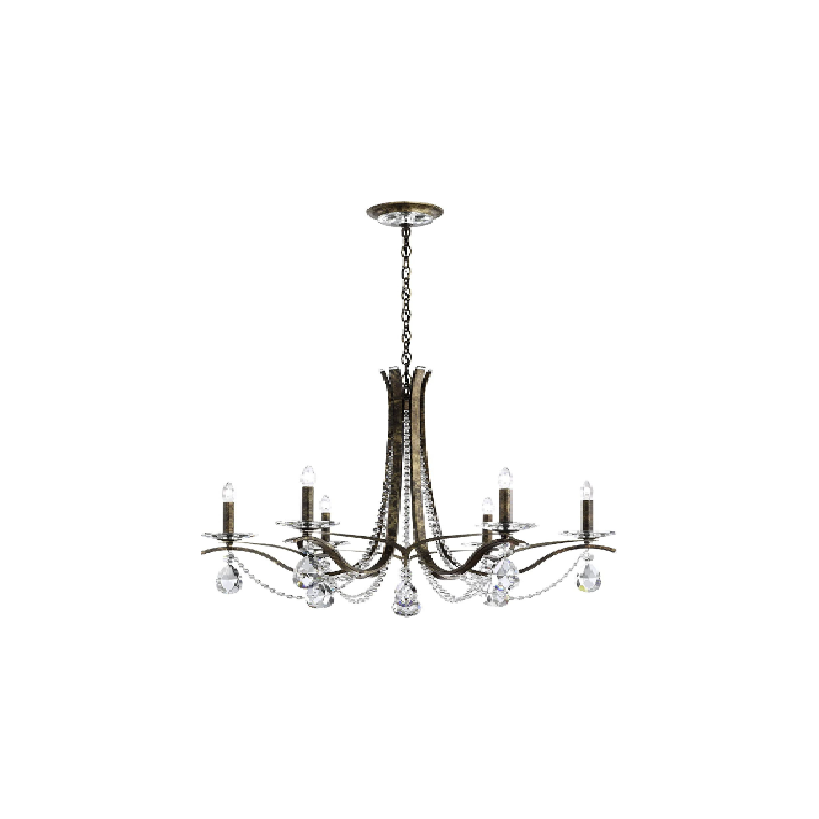 LAMP. COLGANTE CRISTAL VESCA BRONCE 6L E12 60W