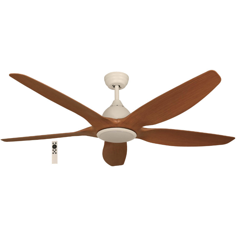 VENTILADOR LED TECHO 60" BLANCO Y MADERA 1L 22W 3000/4000/6500K CONTROL REMOTO DC MOTOR