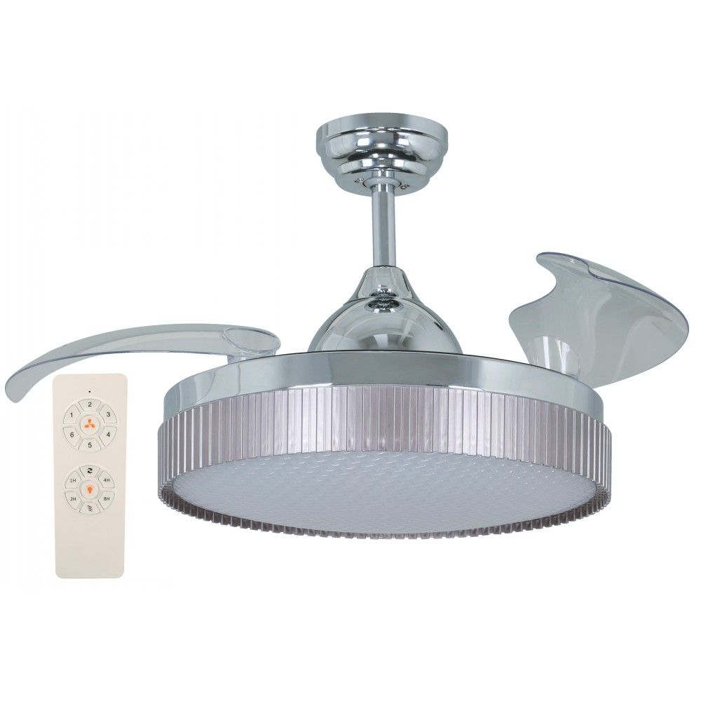 VENTILADOR LED DE TECHO ACAB. CROMO DC 42" 36W 3000/4000/6500K RETRACTIL CCT EN EL SWITCH