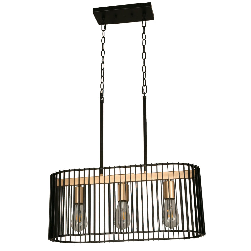 Lámpara Colgante Negro 3L E27 60W