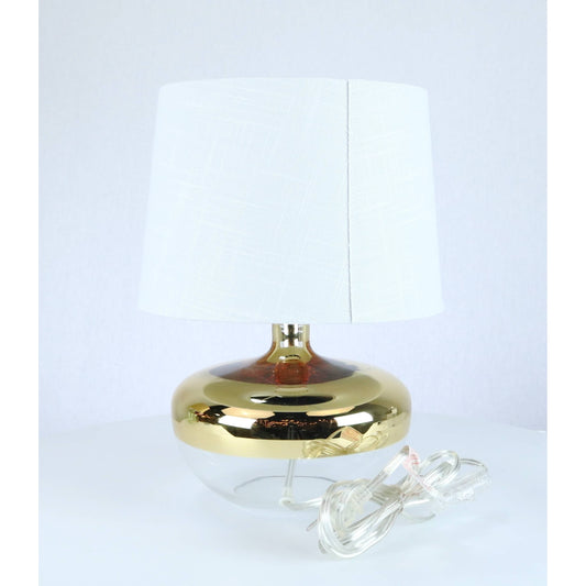 LAMP. MESA TRANSPARENTE Y DORADO 1L E27 60W