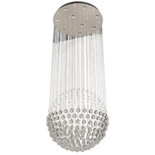 Lámpara Colgante De Cristal*9Lts*Gu10*50W*(N/B)*120V 60Hz*Acab. En Acero Inoxidable