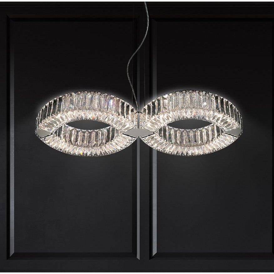 LAMP. COLGANTE CRISTAL EYRIS DUO PLATEADO 8L G9 25W