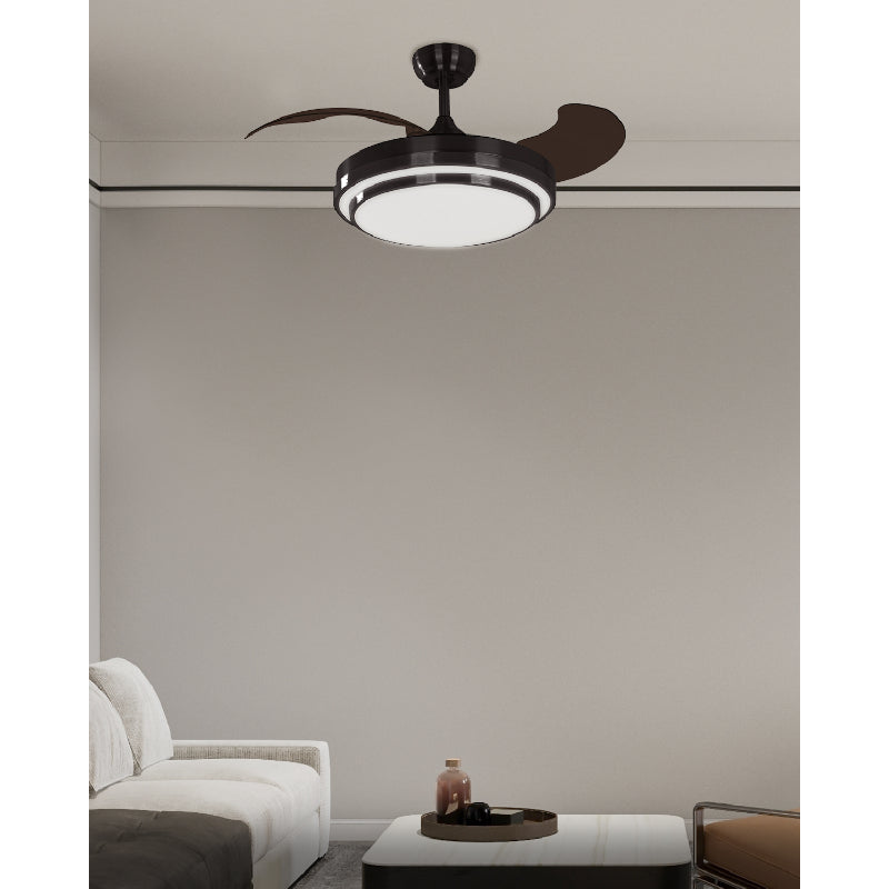 VENTILADOR LED DE TECHO 42" DC 36W CCT NEGRO ASPAS PLEGABLES