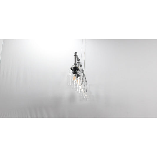 LAMP. COLGANTE NÍQUEL SATINADO 8L E27 40W