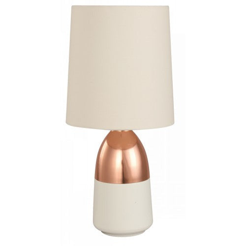 LAMP. MESA BLANCO Y COBRE 1L E27 40W