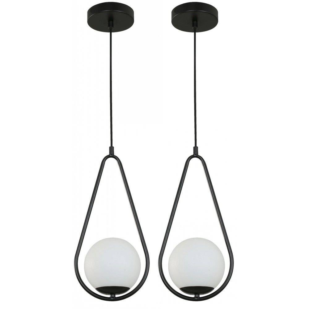 LÁMPARA COLGANTE NEGRO 1L E27 10W 2 PIEZAS