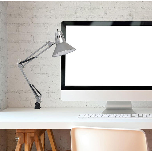LAMP. ESCRITORIO DE BRAZO FLEXIBLE PLATEADO 1L E27 60W