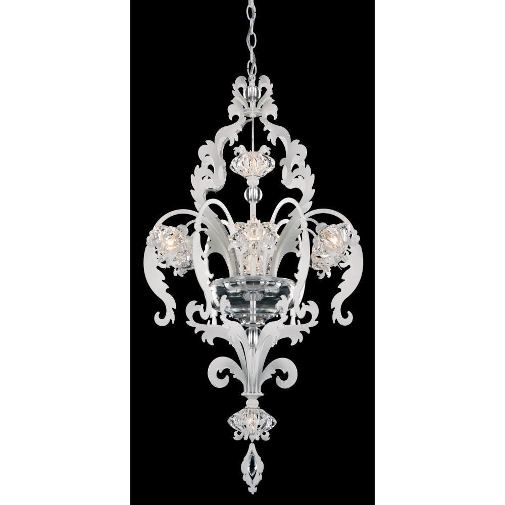 LAMP. COLGANTE CHANDELIER BROCADE ETRUSCAN PLATEADO 8L G9 40W