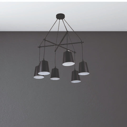 Lámpara Colgante Negro 6L E27 40W