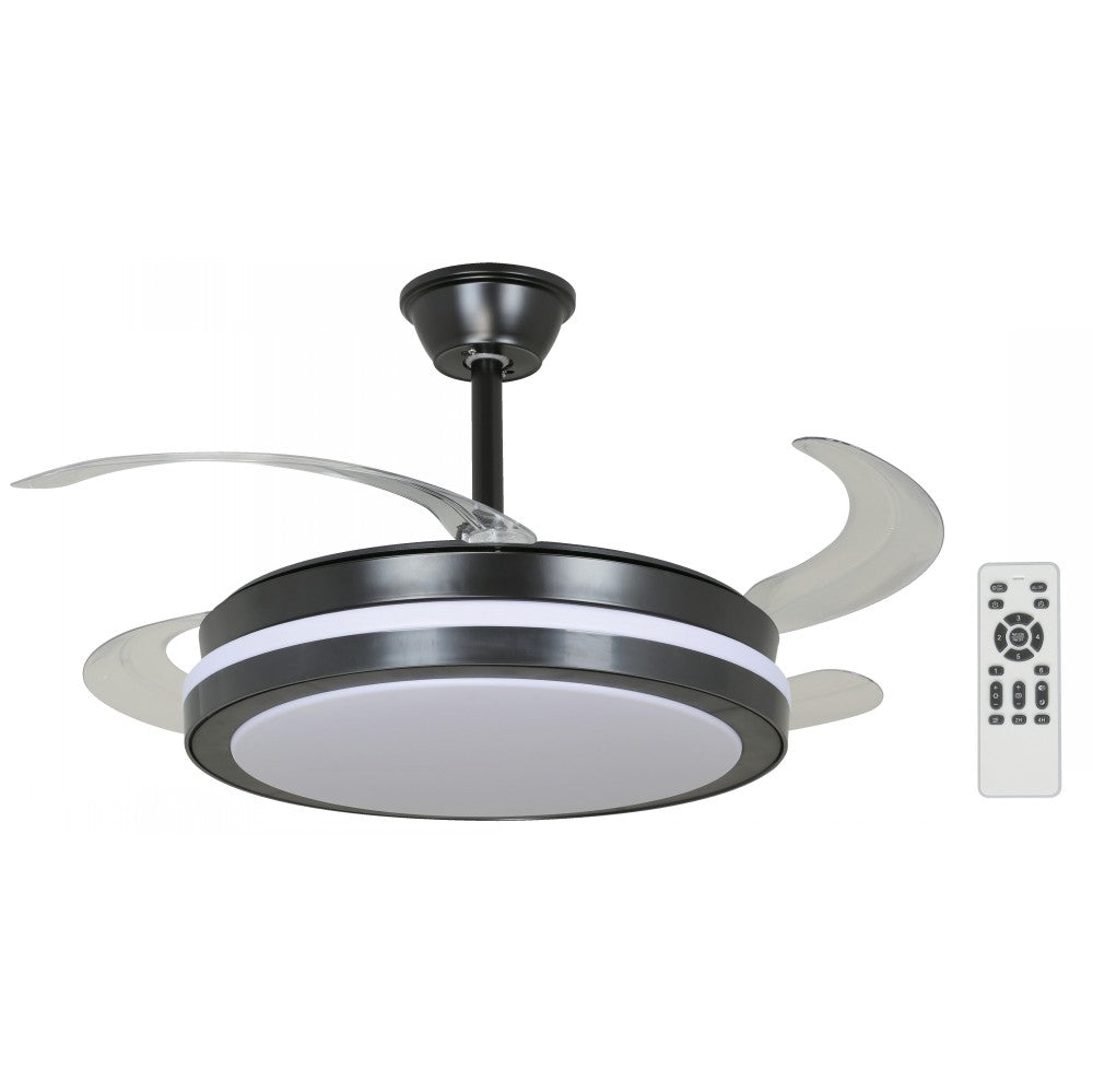 VENTILADOR LED TECHO NEGRO DC 42" 26W 3000/40000/65000K C/R RETRACTIL