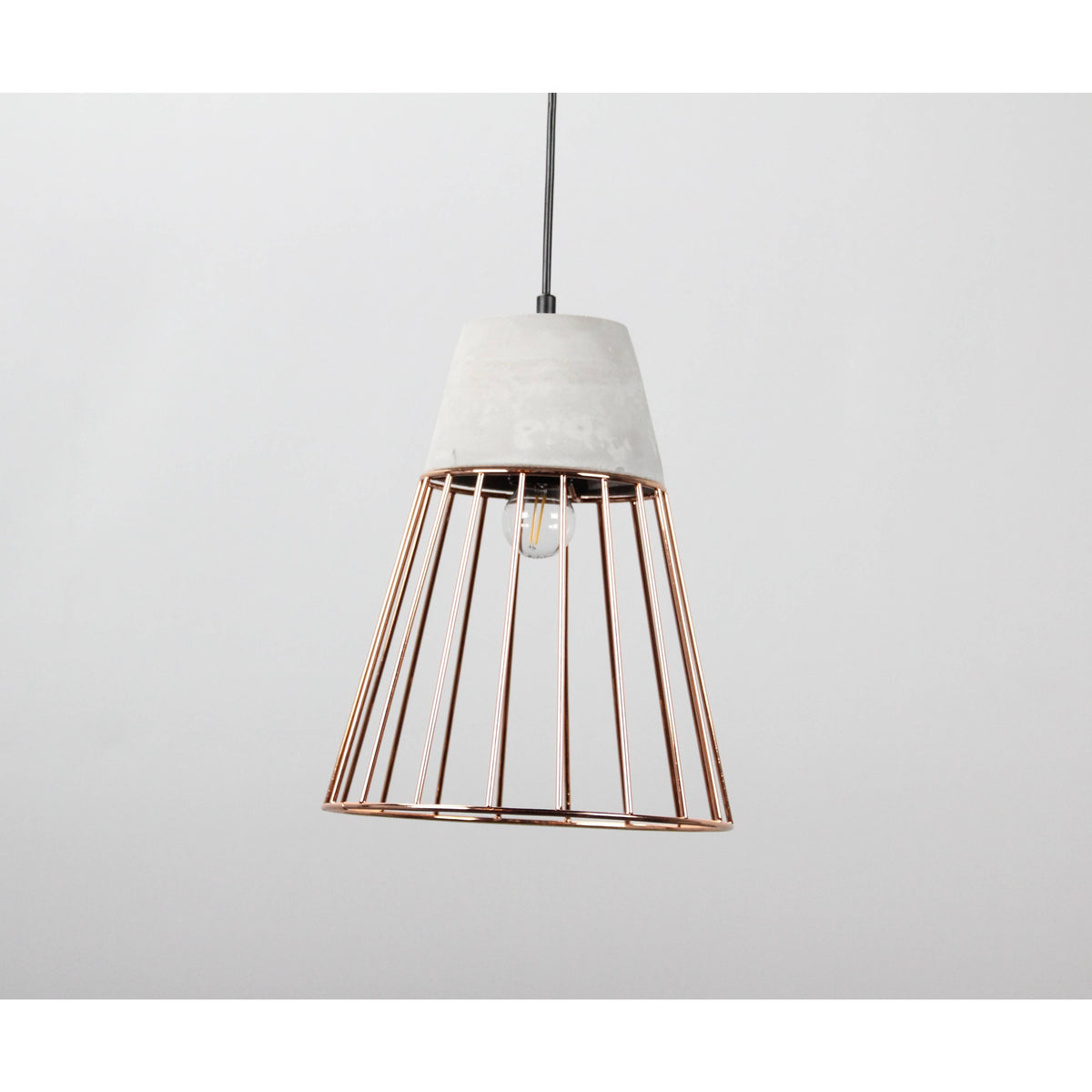 LAMP. COLGANTE NEGRO+COBRE 1L E27 60W