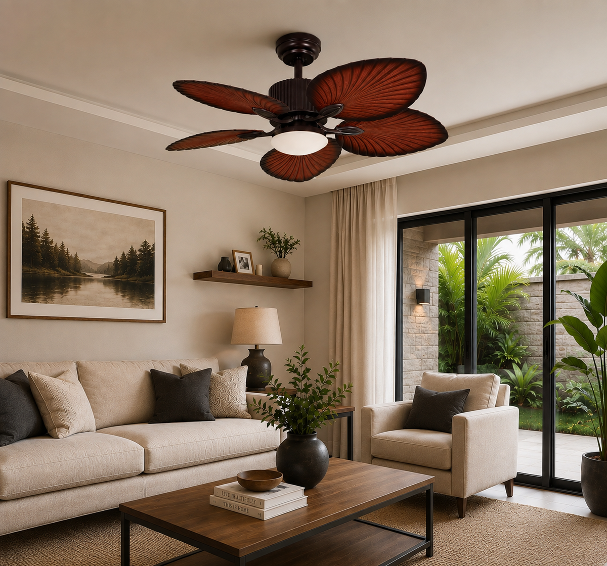 Ventilador de Techo 52" DC con 2 Luces E27 y Control Remoto