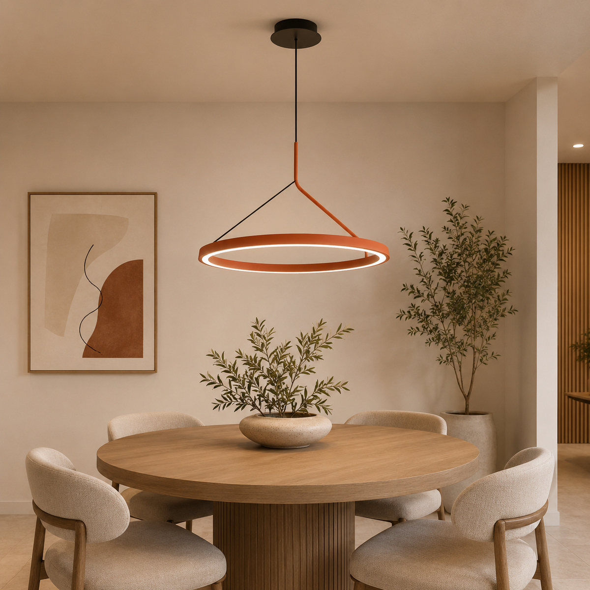 LAMP. LED COLGANTE NEGRO Y TERRACOTA 26W 100-240V 3000K