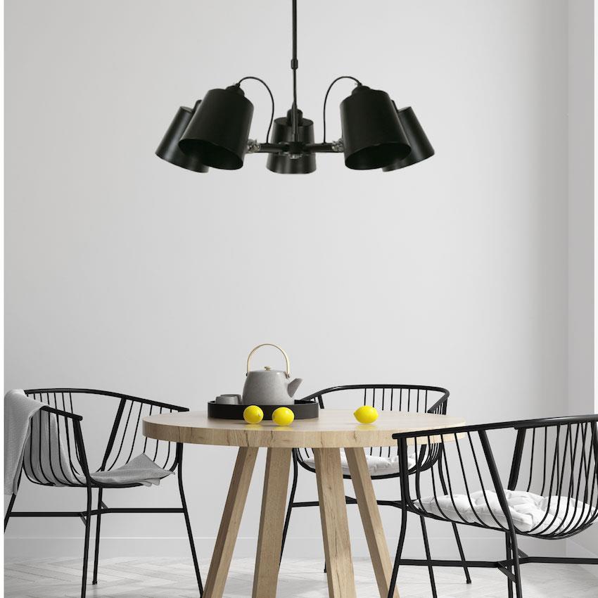 Lámpara Techo Negro 5L E27 40W