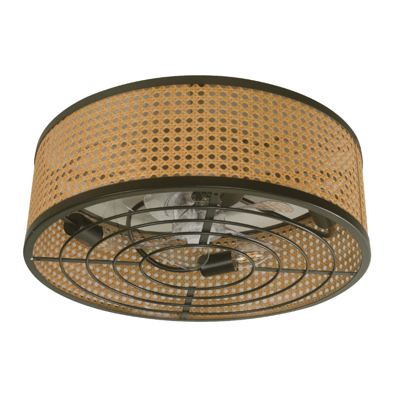 VENTILADOR DE TECHO RATTAN 12" DC E27 4L 40W CONTROL REMOTO