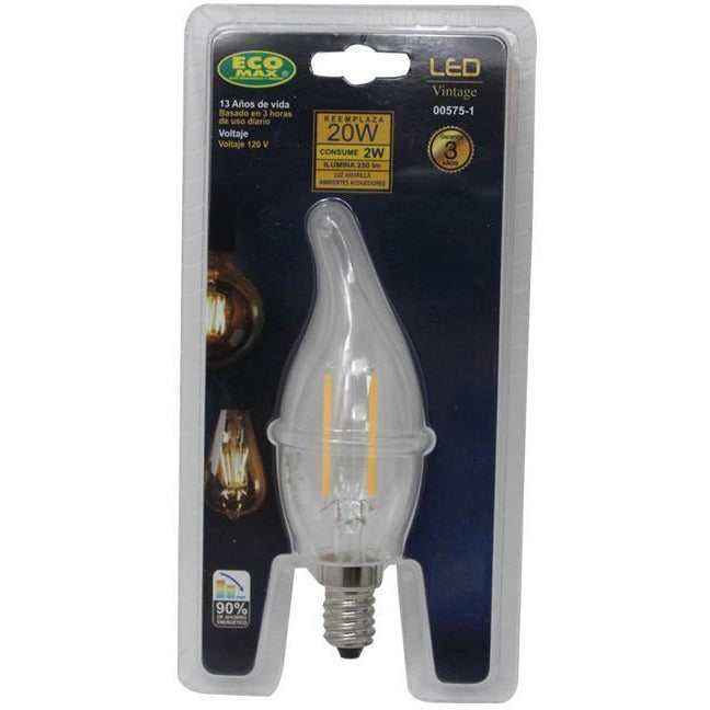 BOMBILLO LED FILAMENTO VELA E14 2W 120V 2700K