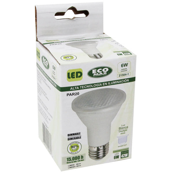 BOMBILLO LED PAR 20 E27 6W 120V 6000K ATENUABLE