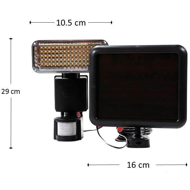 LAMP. LED EXT. REFLECTORA NEGRO 8W 3.7V 6000K (SOLAR CON FOTOCELDA Y SENSOR DE MOVIMIENTO Y LUZ)