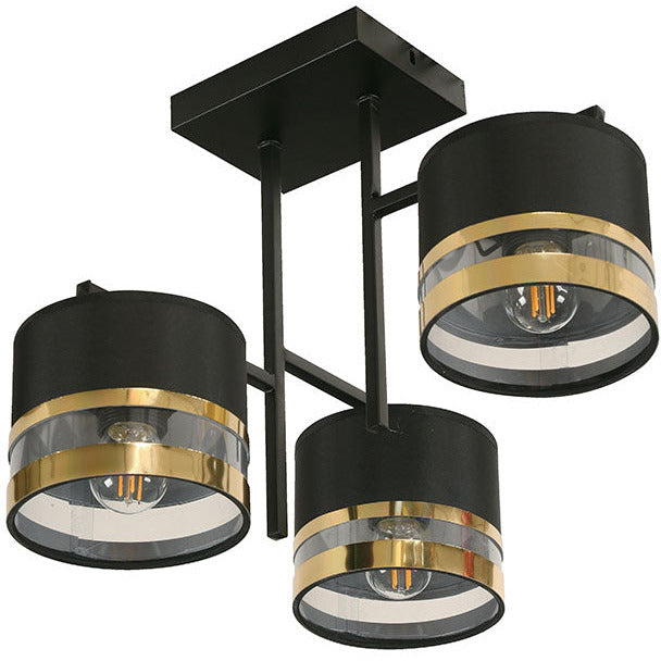 Lámpara Techo Negro 3L E27 40W