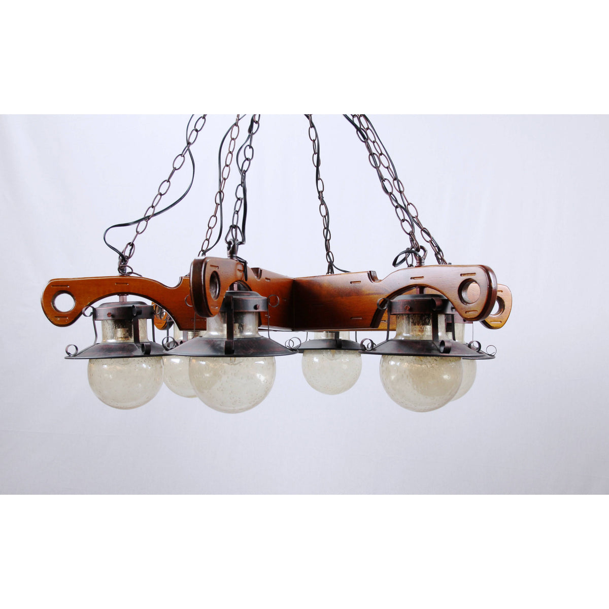 LAMP. COLGANTE MADERA 6L E27 60W