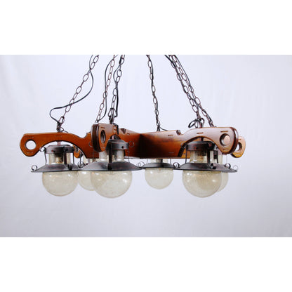 LAMP. COLGANTE MADERA 6L E27 60W