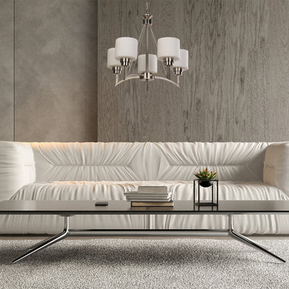 LAMP. COLGANTE NÍQUEL SATINADO 5L E27 60W