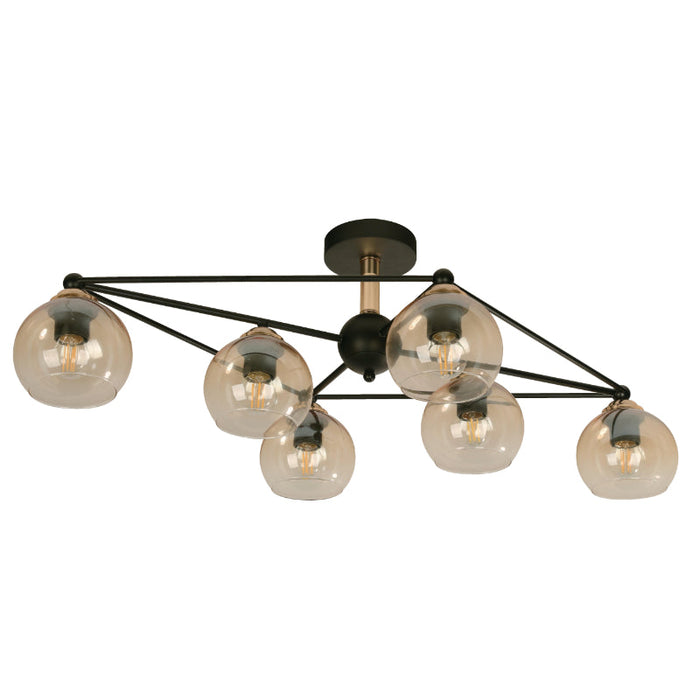 LAMP. TECHO NEGRO+DORADO FRANCÉS 6L E27 40W