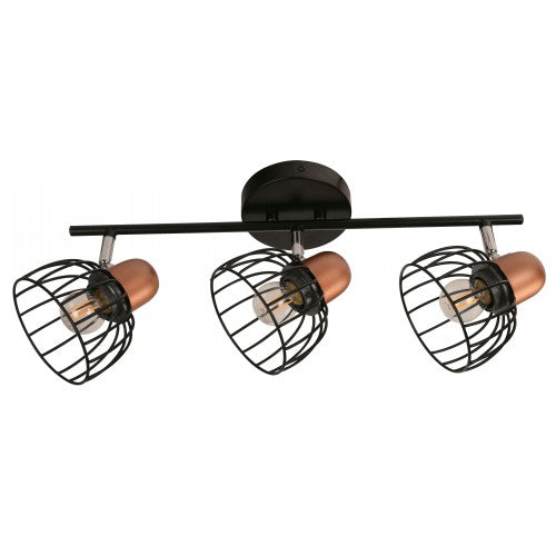Lámpara Techo Reflectora Negro 3L E27 40W