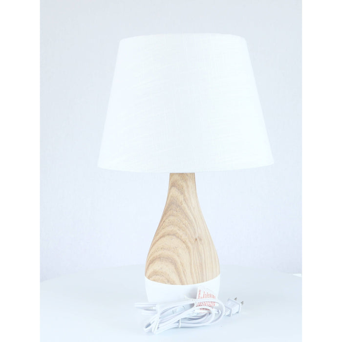 LAMP. MESA BLANCO Y MADERA 1L E27 60W