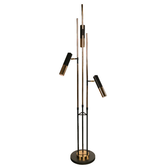 LAMP. PISO NEGRO+DORADO 3L GU10 5W