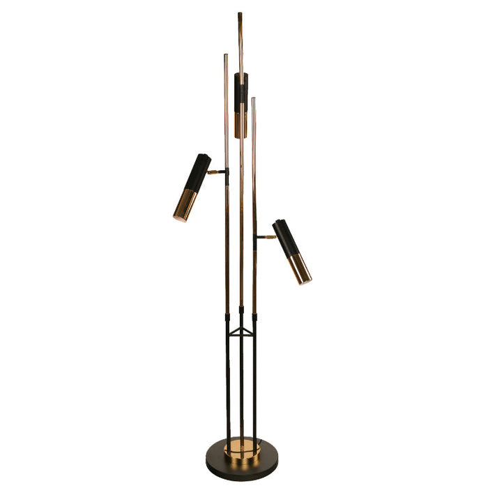 LAMP. PISO NEGRO+DORADO 3L GU10 5W