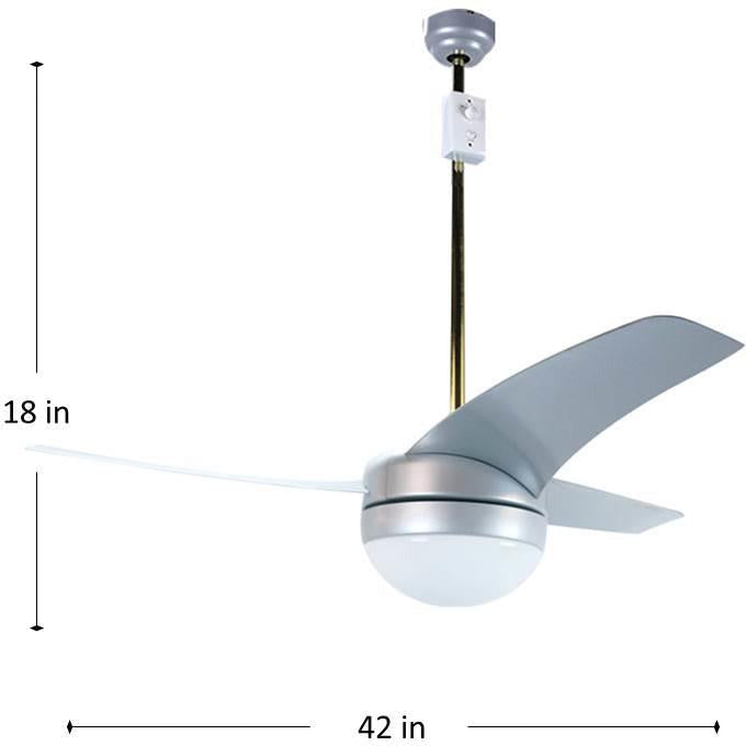 VENTILADOR DE TECHO 42" PLATEADO 2L E27 40W CON CONTROL DE PARED