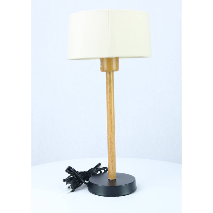 LAMP. MESA NEGRO Y MADERA 1L E27 10W
