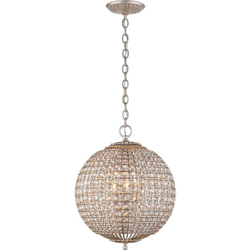 LAMP. COLGANTE CRISTAL RENWICK SPHERE PLATEADO 4L E12 60W