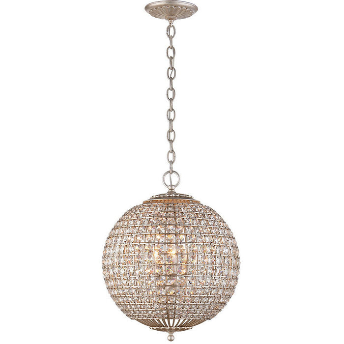 LAMP. COLGANTE CRISTAL RENWICK SPHERE PLATEADO 4L E12 60W