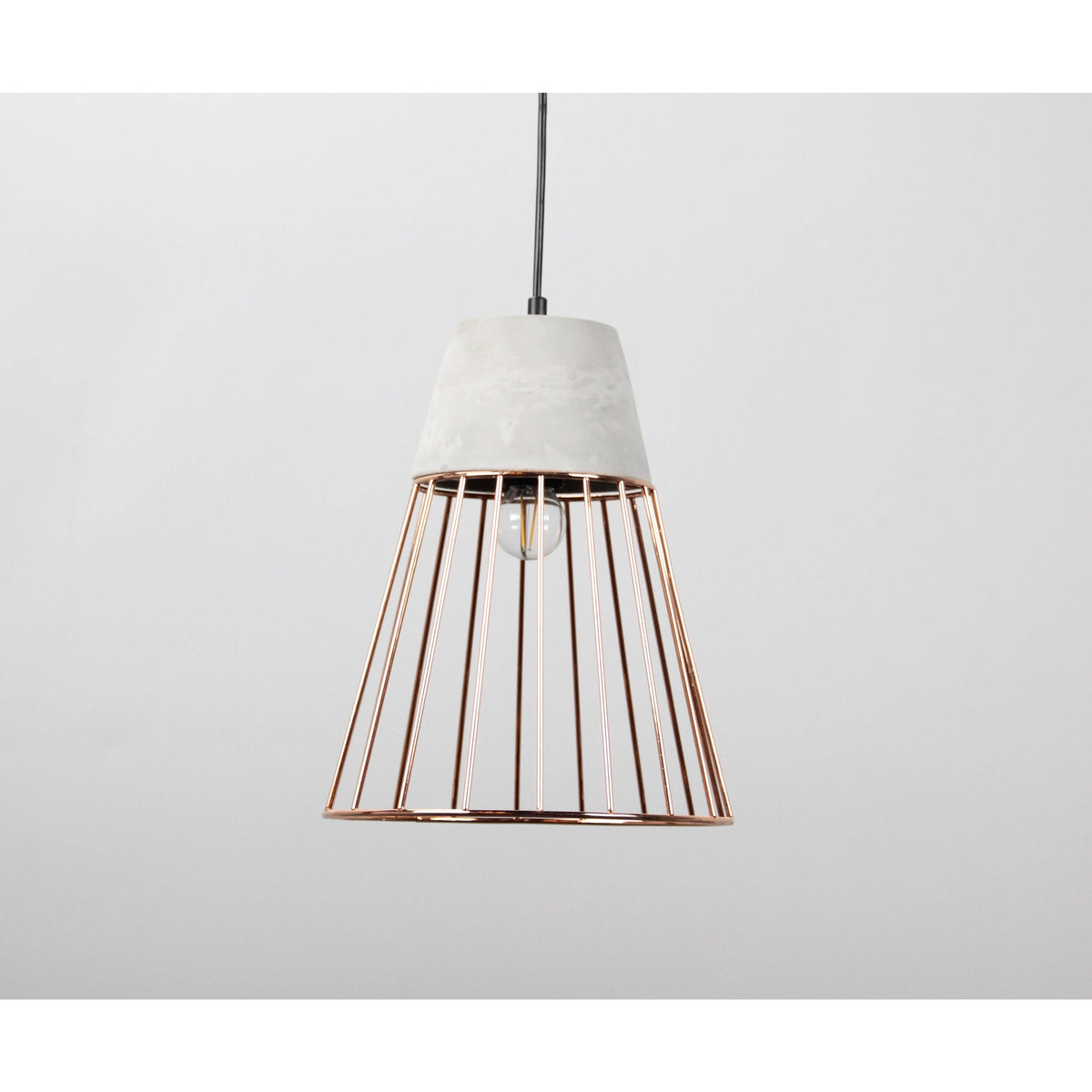 LAMP. COLGANTE NEGRO+COBRE 1L E27 60W