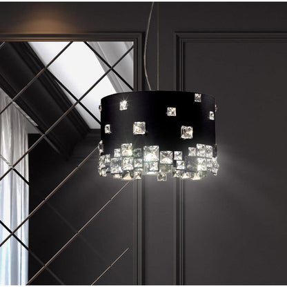 LAMP. COLGANTE CRISTAL MOSAIX NEGRO 6L GU10 + G9 50W