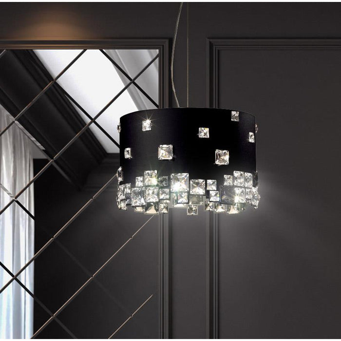 LAMP. COLGANTE CRISTAL MOSAIX NEGRO 6L GU10 + G9 50W