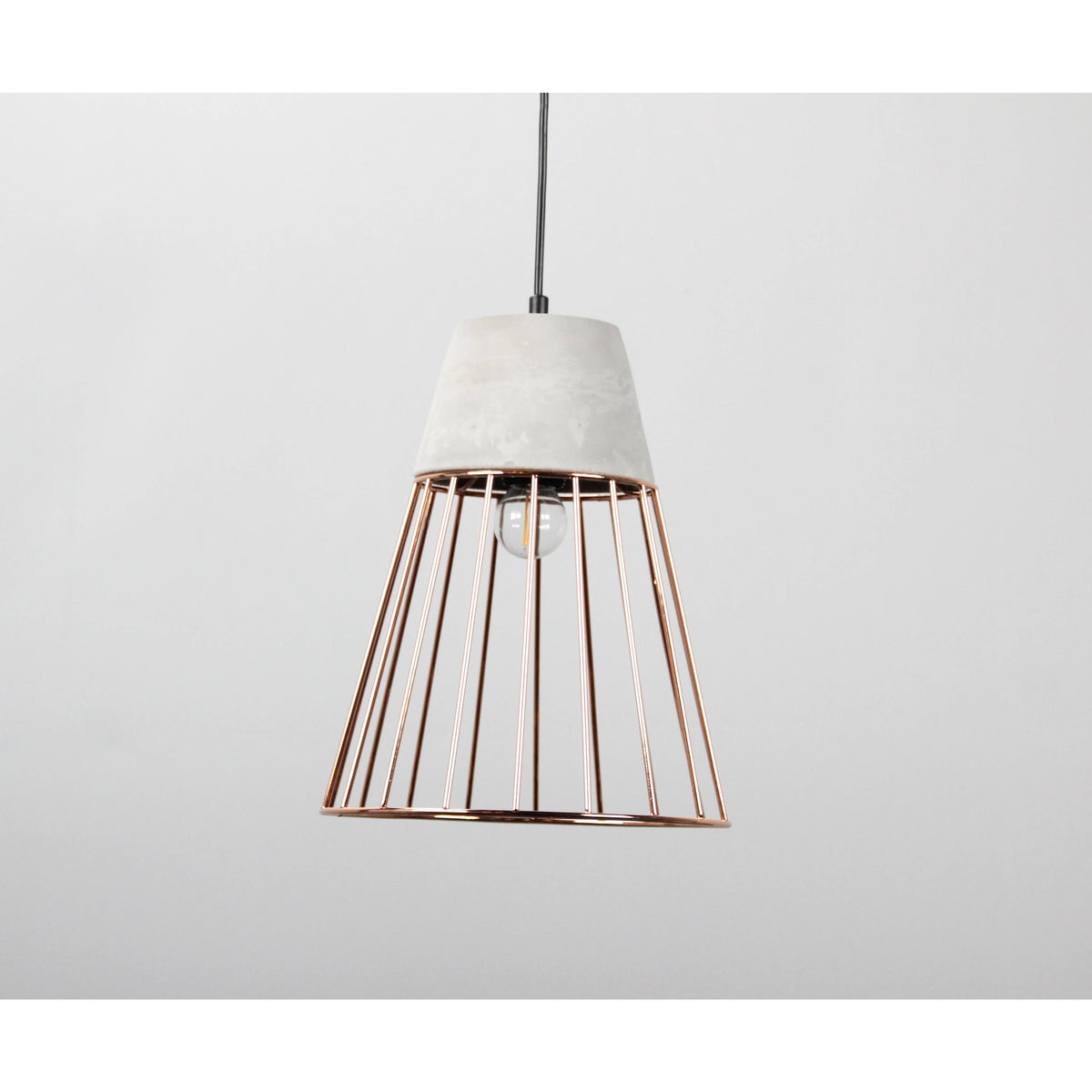 LAMP. COLGANTE NEGRO+COBRE 1L E27 60W