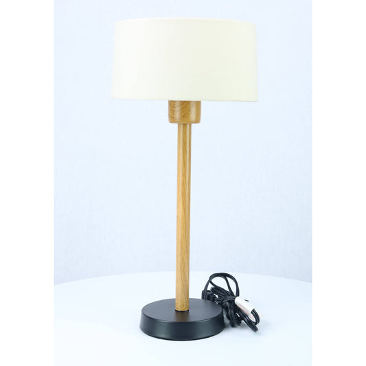 LAMP. MESA NEGRO Y MADERA 1L E27 10W