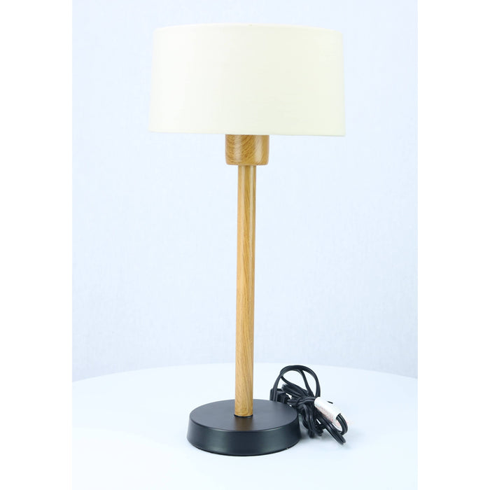 LAMP. MESA NEGRO Y MADERA 1L E27 10W