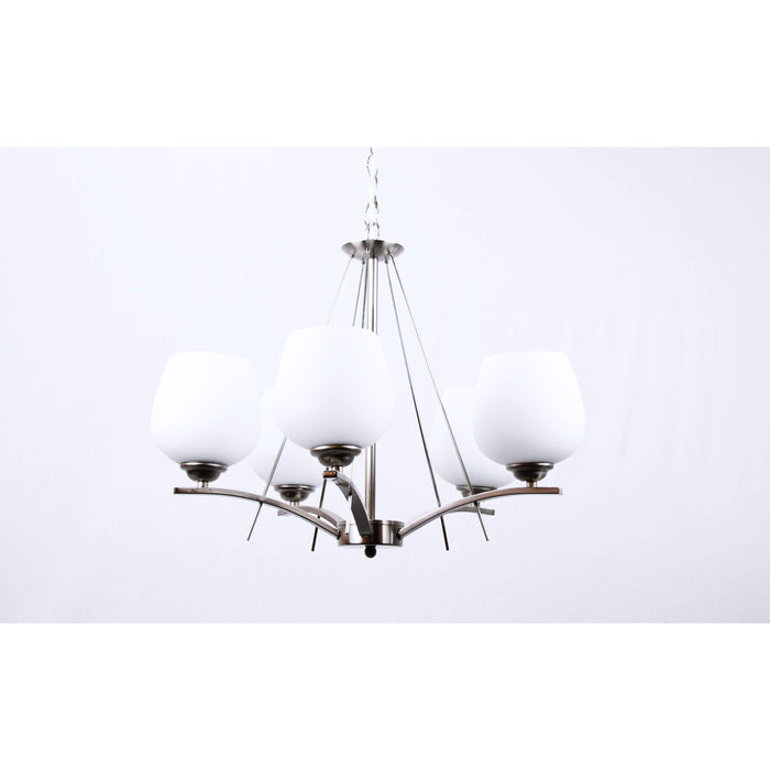 LAMP. COLGANTE NÍQUEL SATINADO 5L E27 60W