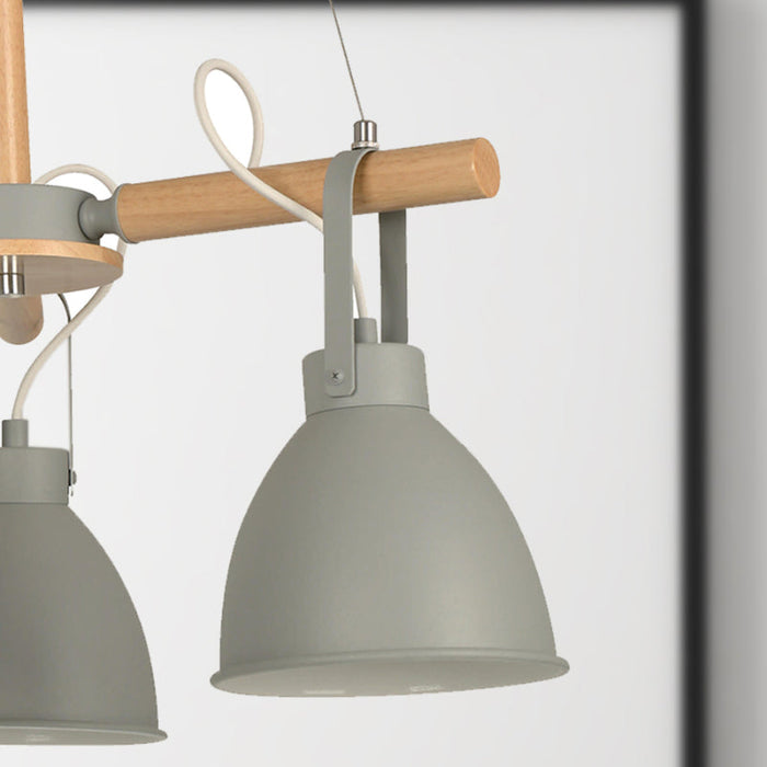 LAMP. COLGANTE TECHO GRIS 3L E27 60W