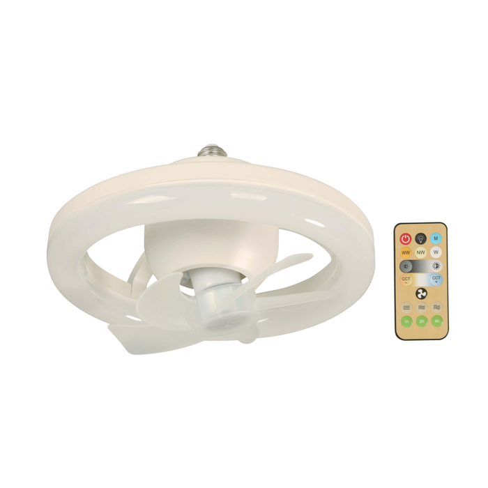 VENTILADOR LED DE TECHO 10" BLANCO DC 1L E27 22W 3000-6500K CON CONTROL REMOTO