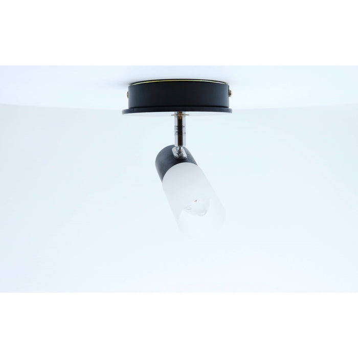 LAMP. TECHO REFLECTORA MADERA OSCURA Y CROMO 1L E14 5W