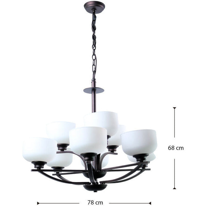 LAMP. COLGANTE BRONCE ANTIGUO 9L E27 60W