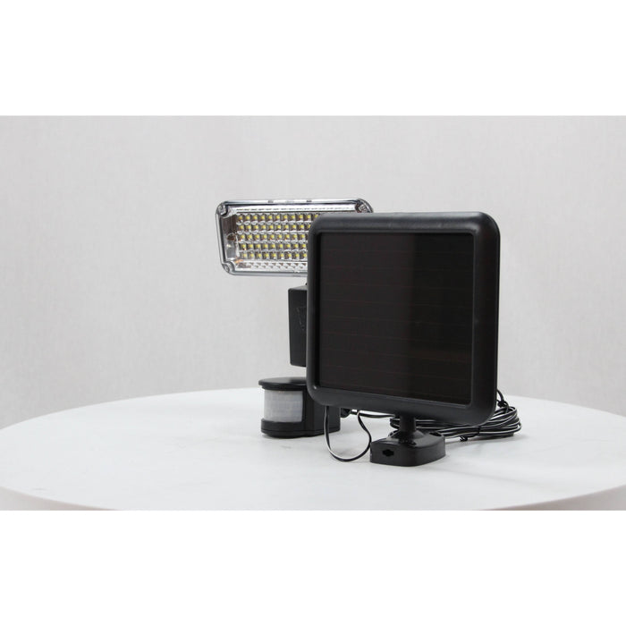 LAMP. LED EXT. REFLECTORA NEGRO 8W 3.7V 6000K (SOLAR CON FOTOCELDA Y SENSOR DE MOVIMIENTO Y LUZ)